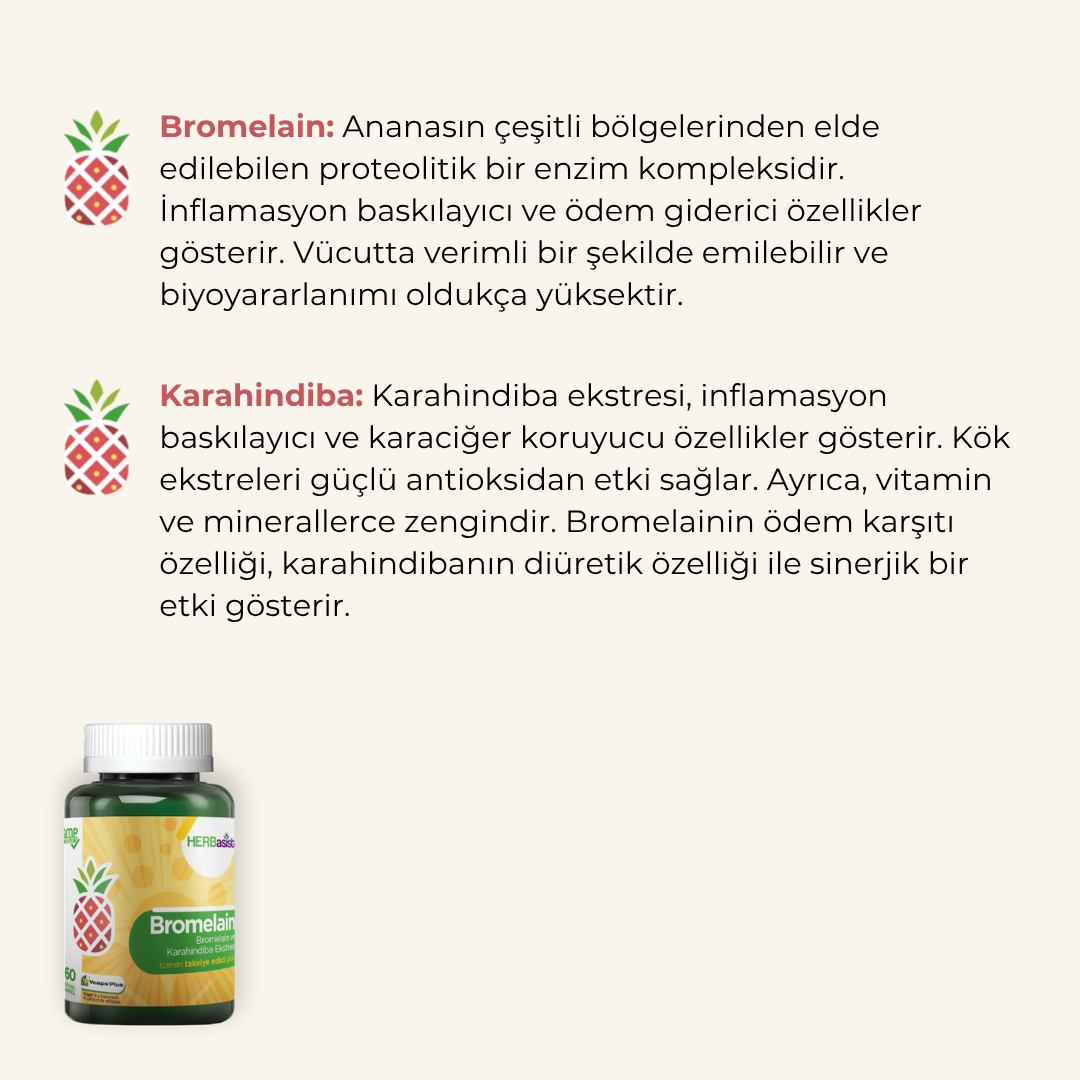 Herbasist Bromelain Karahindiba 60 Kapsül