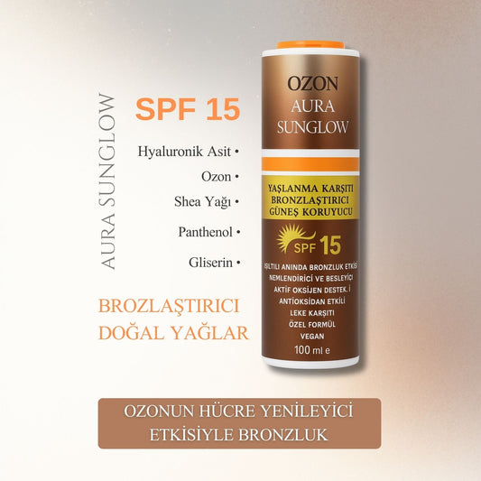 QZON Aura Sunglow SPF 15 – Bronzlaştırıcı Güneş Koruyucu & Nemlendirici 50ML