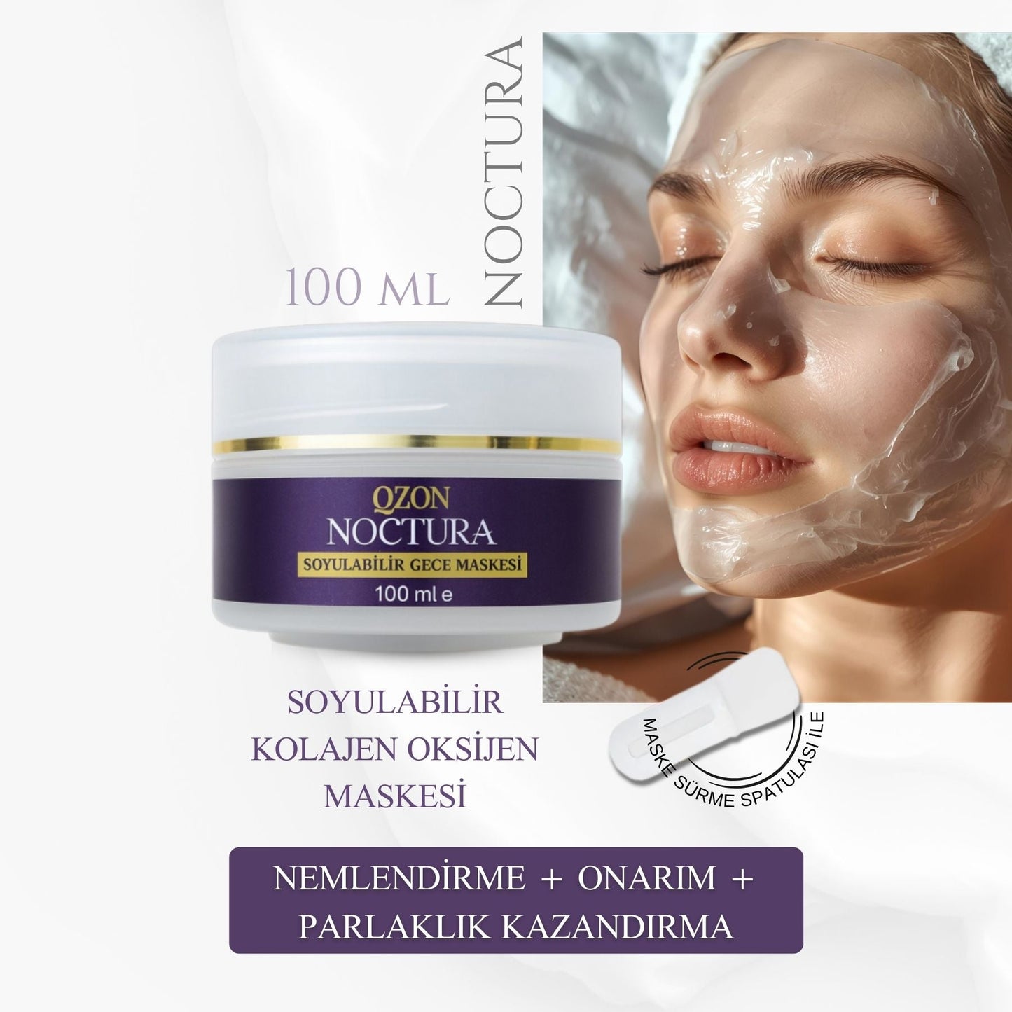 QZON Noctura Soyulan Oksijen Maskesi & Kolajen Destekli Siyah Nokta Karşıtı Gece Maskesi (100 ml)