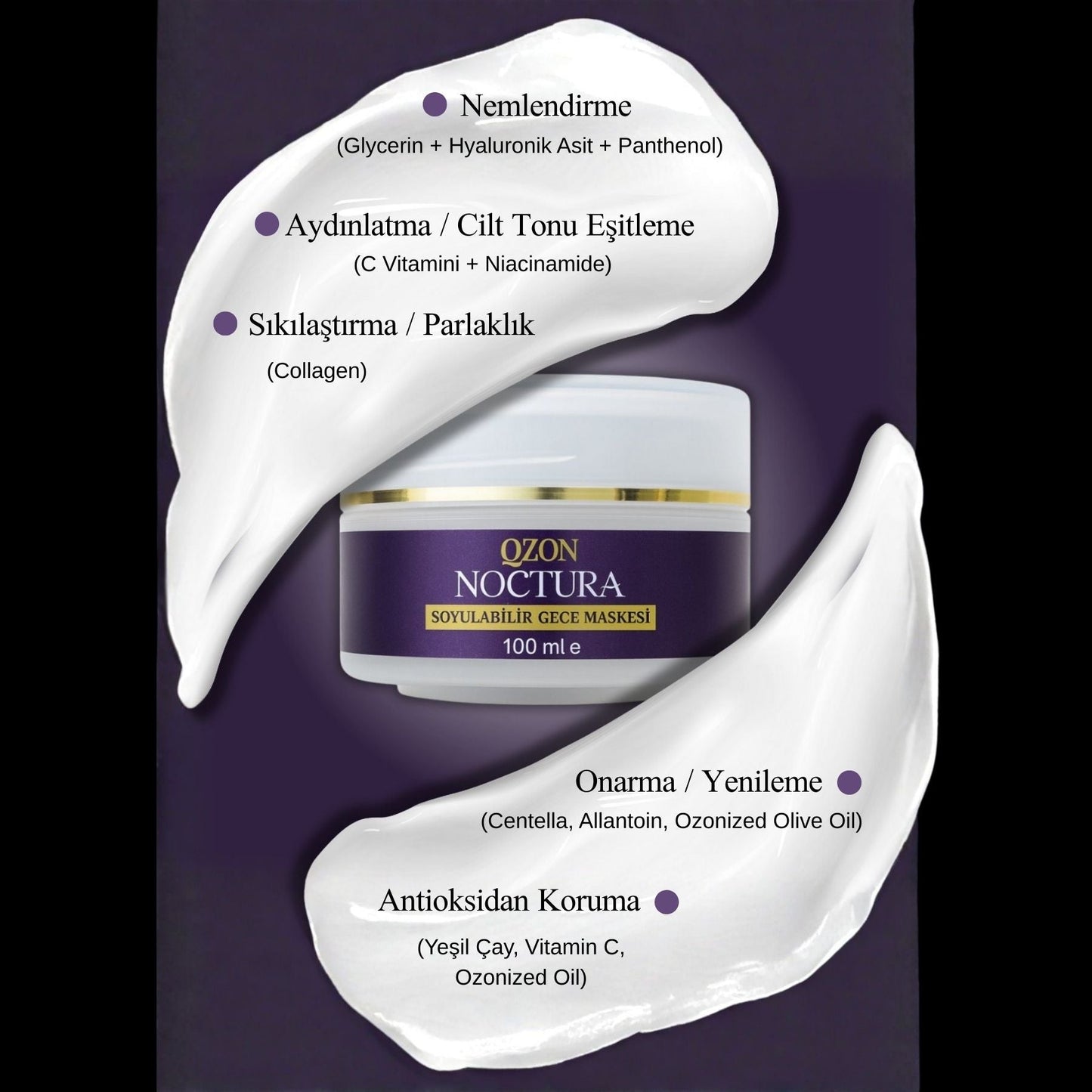 QZON Noctura Soyulan Oksijen Maskesi & Kolajen Destekli Siyah Nokta Karşıtı Gece Maskesi (100 ml)