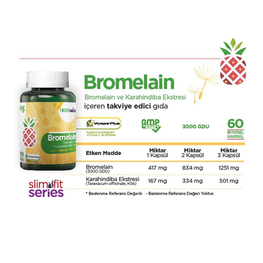 Herbasist Bromelain Karahindiba 60 Kapsül