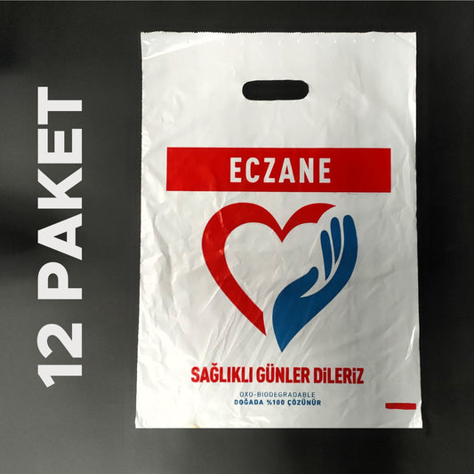 Eczane Poşeti 28x45 El Geçme – Büyük Boy 1 Koli (12’li Paket, Toplam 1200 Adet Poşet, Doğada Çözünebilen)