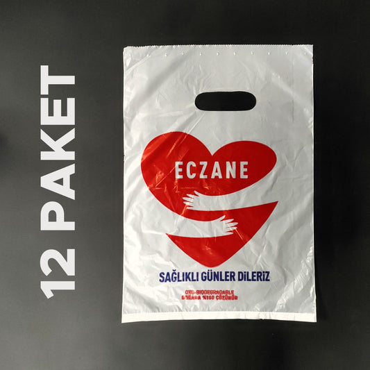 Eczane Poşeti 22x33 El Geçme – Orta Boy 1 Koli (12’li Paket, Toplam 2400 Adet Poşet, Doğada Çözünebilen)