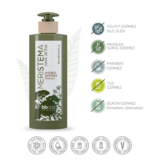 Meristema Hydra Doğal Vegan Tuzsuz Şampuan 500ml, Sebum Dengeleyici Saç Bakımı